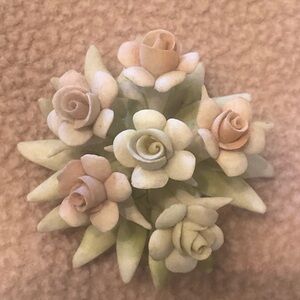 Vintage Capodimonte Italian Decorative Porcelain Pastel Rose Bouquet Accent